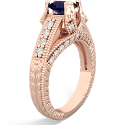 Sapphire Antique Style Milgrain Diamond 14K Rose Gold ring R2028