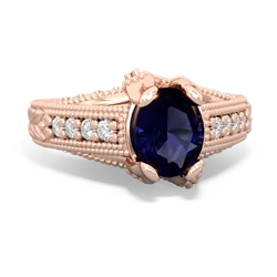 Sapphire Antique Style Milgrain Diamond 14K Rose Gold ring R2028