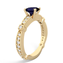 Thumbnail for Sapphire Milgrain Antique Style 14K Yellow Gold ring R26297VL - side view