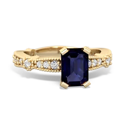 Sapphire Sparkling Tiara 7X5mm Emerald-Cut 14K Yellow Gold ring R26297EM