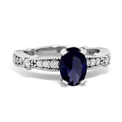 Sapphire Sparkling Tiara 7X5mm Oval 14K White Gold ring R26297VL