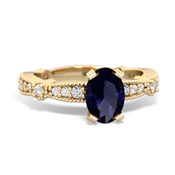 Sapphire Sparkling Tiara 7X5mm Oval 14K Yellow Gold ring R26297VL