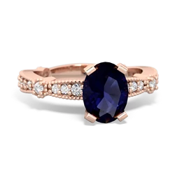 Sapphire Sparkling Tiara 8X6 Oval 14K Rose Gold ring R26298VL