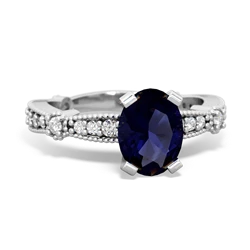 Sapphire Sparkling Tiara 8X6 Oval 14K White Gold ring R26298VL