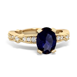 Sapphire Sparkling Tiara 8X6 Oval 14K Yellow Gold ring R26298VL