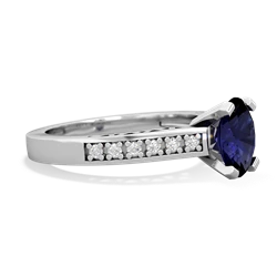 Sapphire Art Deco Engagement 8X6mm Oval 14K White Gold ring R26358VL