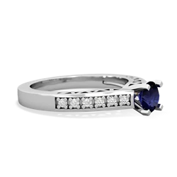 Sapphire Art Deco Engagement 5Mm Round 14K White Gold ring R26355RD