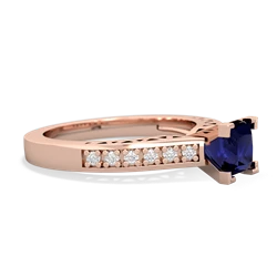 Sapphire Art Deco Engagement 5Mm Square 14K Rose Gold ring R26355SQ