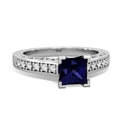 Sapphire Art Deco Engagement 5Mm Square 14K White Gold ring R26355SQ