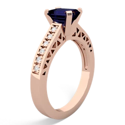 Sapphire Art Deco Engagement 7X5mm Emerald-Cut 14K Rose Gold ring R26357EM