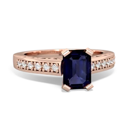 Sapphire Art Deco Engagement 7X5mm Emerald-Cut 14K Rose Gold ring R26357EM