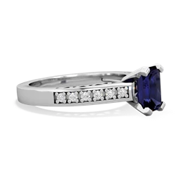 Sapphire Art Deco Engagement 7X5mm Emerald-Cut 14K White Gold ring R26357EM