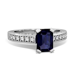 Sapphire Art Deco Engagement 7X5mm Emerald-Cut 14K White Gold ring R26357EM