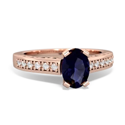 Sapphire Art Deco Engagement 7X5mm Oval 14K Rose Gold ring R26357VL