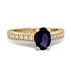 Sapphire Art Deco Engagement 7X5mm Oval 14K Yellow Gold ring R26357VL