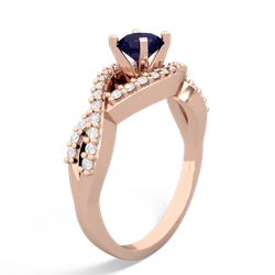 Sapphire Diamond Twist 5Mm Round Engagment  14K Rose Gold ring R26405RD