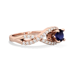 Sapphire Diamond Twist 5Mm Round Engagment  14K Rose Gold ring R26405RD