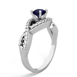 Sapphire Diamond Twist 5Mm Round Engagment  14K White Gold ring R26405RD