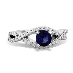 Sapphire Diamond Twist 5Mm Round Engagment  14K White Gold ring R26405RD