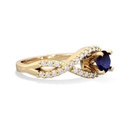 Sapphire Diamond Twist 5Mm Round Engagment  14K Yellow Gold ring R26405RD