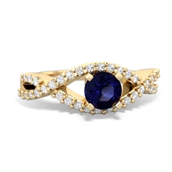 Sapphire Diamond Twist 5Mm Round Engagment  14K Yellow Gold ring R26405RD