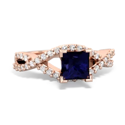 Sapphire Diamond Twist 5Mm Square Engagment  14K Rose Gold ring R26405SQ