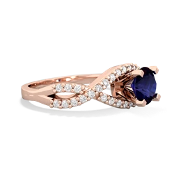 Sapphire Diamond Twist 6Mm Round Engagment  14K Rose Gold ring R26406RD