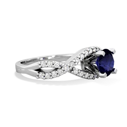 Sapphire Diamond Twist 6Mm Round Engagment  14K White Gold ring R26406RD