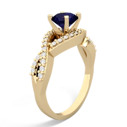 Sapphire Diamond Twist 6Mm Round Engagment  14K Yellow Gold ring R26406RD