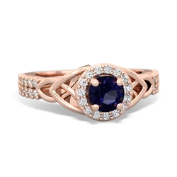 Sapphire Celtic Knot Halo 14K Rose Gold ring R26445RH