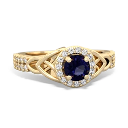 Thumbnail for Sapphire Celtic Knot Halo 14K Yellow Gold ring R26445RH - top view
