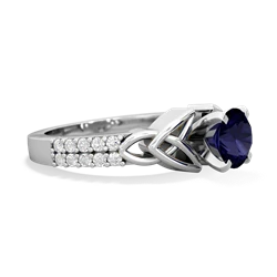 Sapphire Celtic Knot Engagement 14K White Gold ring R26446RD