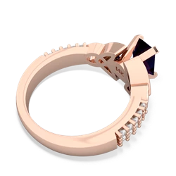 Sapphire Celtic Knot 7X5 Emerald-Cut Engagement 14K Rose Gold ring R26447EM