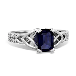 Thumbnail for Sapphire Celtic Knot Engagement 14K White Gold ring R26447EM - top view
