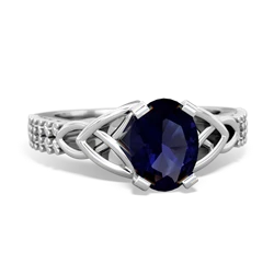Thumbnail for Sapphire Celtic Knot Engagement 14K White Gold ring R26448VL - top view