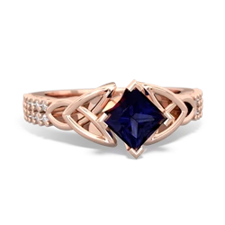 Sapphire Celtic Knot 5Mm Square Engagement 14K Rose Gold ring R26445SQ