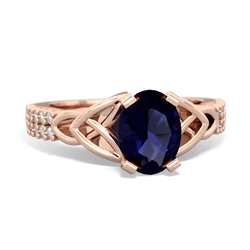 Sapphire Celtic Knot 8X6 Oval Engagement 14K Rose Gold ring R26448VL