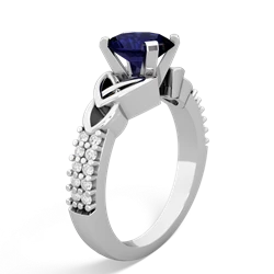 Sapphire Celtic Knot 8X6 Oval Engagement 14K White Gold ring R26448VL