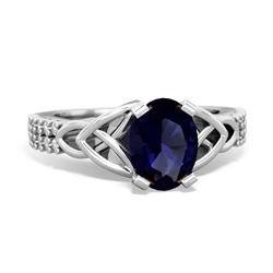 Sapphire Celtic Knot 8X6 Oval Engagement 14K White Gold ring R26448VL