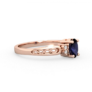 Sapphire Filligree Scroll Oval 14K Rose Gold ring R0812