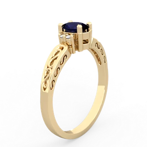 Sapphire Filligree Scroll Oval 14K Yellow Gold ring R0812