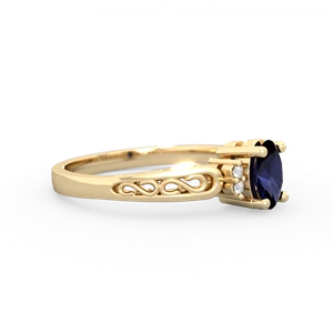 Sapphire Filligree Scroll Oval 14K Yellow Gold ring R0812