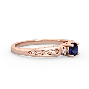 Sapphire Filligree Scroll Round 14K Rose Gold ring R0829