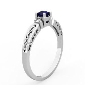 Sapphire Filligree Scroll Round 14K White Gold ring R0829