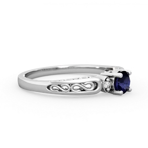 Sapphire Filligree Scroll Round 14K White Gold ring R0829
