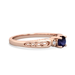 Sapphire Filligree Scroll Round 14K Rose Gold ring R0829