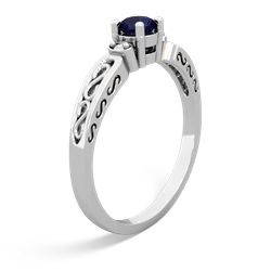 Sapphire Filligree Scroll Round 14K White Gold ring R0829