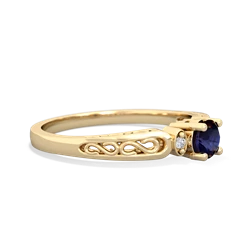 Sapphire Filligree Scroll Round 14K Yellow Gold ring R0829