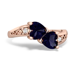 Sapphire Snuggling Hearts 14K Rose Gold ring R2178