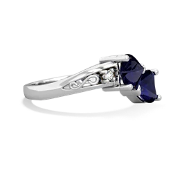 Sapphire Snuggling Hearts 14K White Gold ring R2178